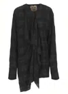 Uma Wang Draped Long Sleeve Checked Blouse In Black