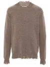 Uma Wang Brown Frayed Sweater In Brown