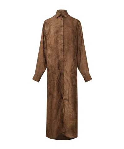 Uma Wang Shirtstyle Maxi Dress In Brown