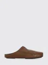 Uma Wang Leather Slippers With Flat Sole And Squared Toe In Brown
