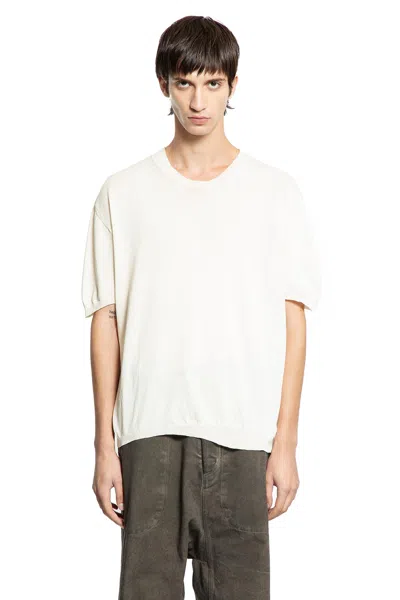 Uma Wang Short Sleeve Top In Lightweight Cotton Knit In White