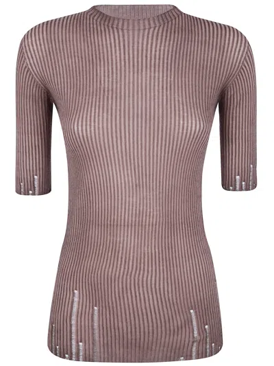 Uma Wang Short Sleeves Sweater In Brown