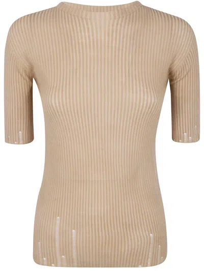 Uma Wang Short Sleeves Sweater In Neutral