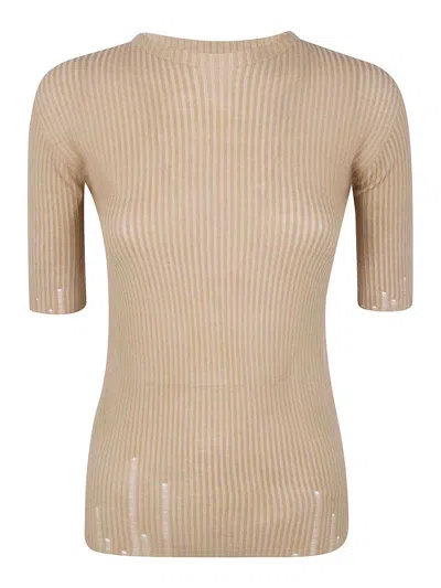 Uma Wang Short Sleeves Sweater In Brown