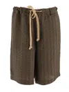 Uma Wang Herringbone Shorts In Beige