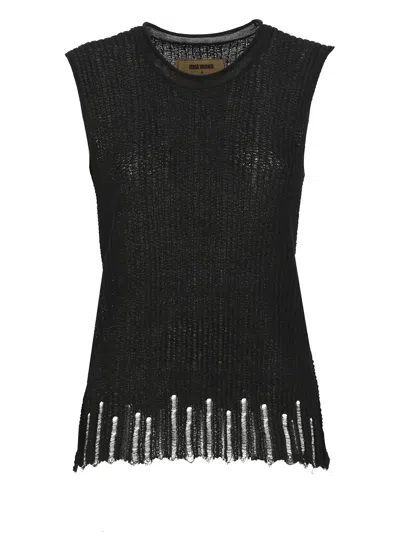 Uma Wang Silk And Cotton Top In Black