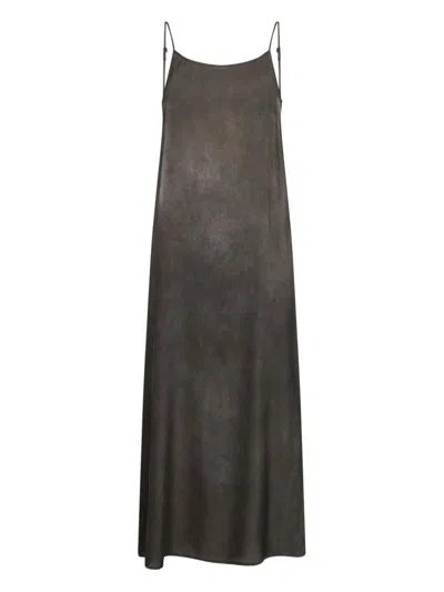 Uma Wang Backless Silk Midi Dress With Adjustable Straps In Black