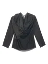 Uma Wang Asymmetric Draped Silk Blend Long Sleeve Top In Black
