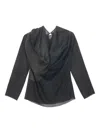 Uma Wang Asymmetric Draped Silk Blend Long Sleeve Top In Black