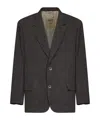 Uma Wang Brown And Blue Stretch Wool Chevron Java Blazer In Gray