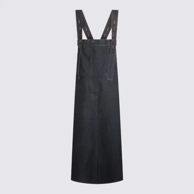Uma Wang Jane Strap Denim Skirt In Blue