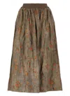 Uma Wang Womens Dark Brown Gillian Distressed-pattern Woven Maxi Skirt In Green