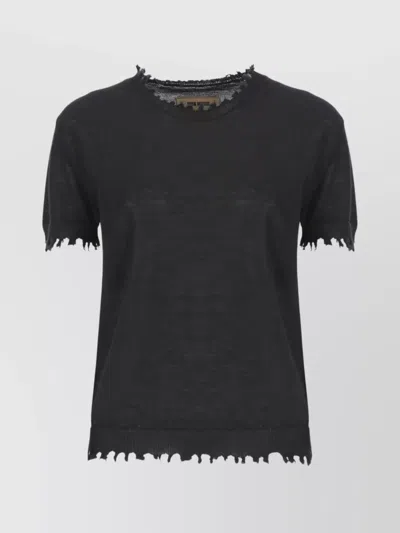 Uma Wang Sleeveless Cashmere Sweater Ripped Edges In Blue