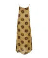 Uma Wang Anaya Brown Sleeveless Dress With Round Neck And All-over Motif In Viscose Blend Woman In Brown