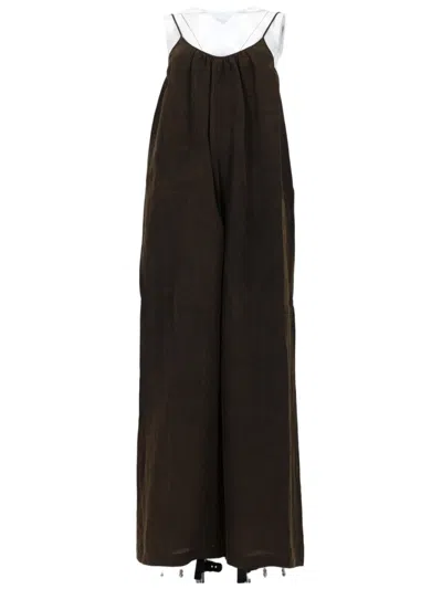 Uma Wang Sleeveless Wide-leg Jumpsuit With Gathered Neckline In White