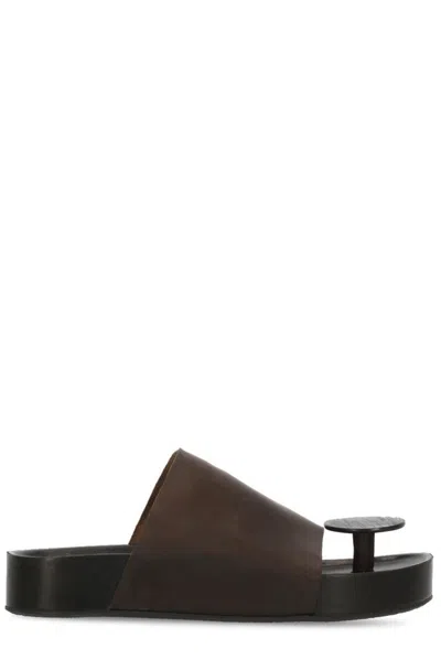 Uma Wang Brown Leather Flipflop Sandals