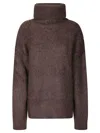 Uma Wang Soft Alpaca High Neck Oversized Knit Sweater In Brown