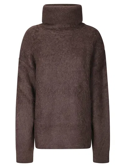 UMA WANG SOFT ALPACA HIGH NECK OVERSIZED KNIT SWEATER