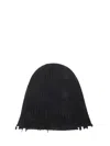 Uma Wang Cashmere Hat With Frayed Edges In Black
