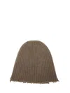 Uma Wang Ribbed Frayed-edge Beanie In Brown