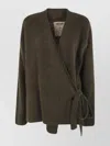 Uma Wang Soft Knit Wrap Jacket With Tie Detail In Brown