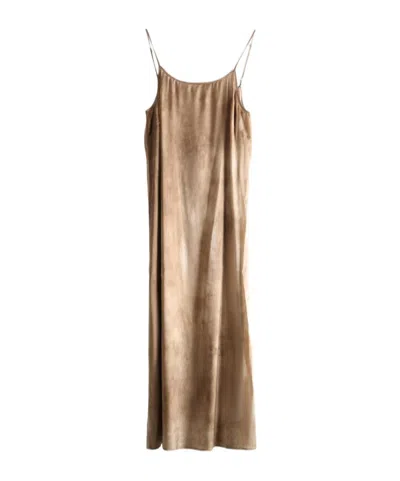 Uma Wang Spaghetti Strap Dress In Brown