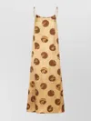 Uma Wang Anaya Brown Sleeveless Dress With Round Neck And All-over Motif In Viscose Blend Woman In Neutral