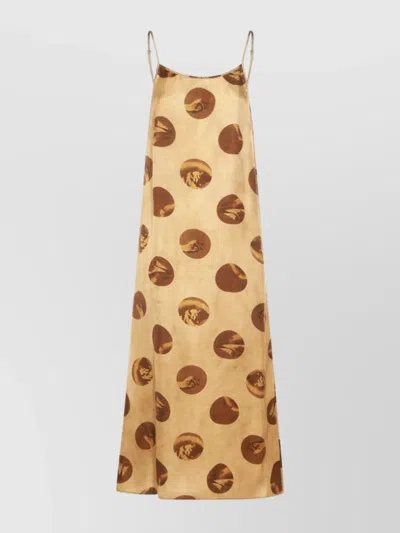 UMA WANG SPAGHETTI STRAP MAXI DRESS WITH UNIQUE PRINT