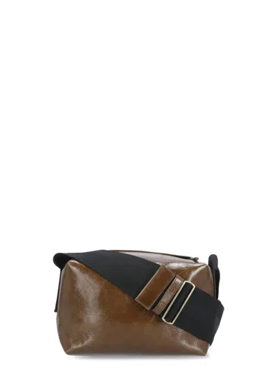 Uma Wang Square Shoulder Bag In Leather In Brown