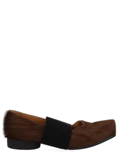 Uma Wang Square Toe Ballerina In Brown