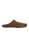 Uma Wang Leather Slippers With Flat Sole And Squared Toe In Animal Print