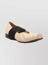 Uma Wang Square Toe Tumbled Leather Ballerina Shoes In Neutral