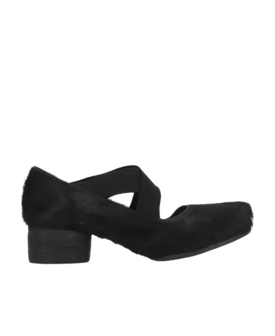 Uma Wang Square-toe Leather Ballerina Shoes In Black