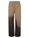 Uma Wang Straight-leg Denim-style Cotton Pants With Five Pockets In Brown