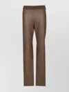 Uma Wang Stretch Leather Trousers Elastic Waist In Brown