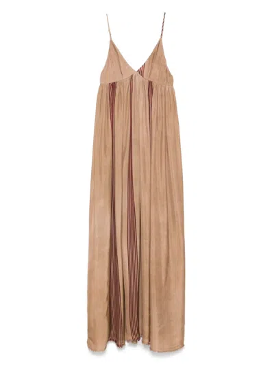 Uma Wang Stripe-detail Maxi Dress In Brown