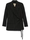 Uma Wang Striped Blazer In Black