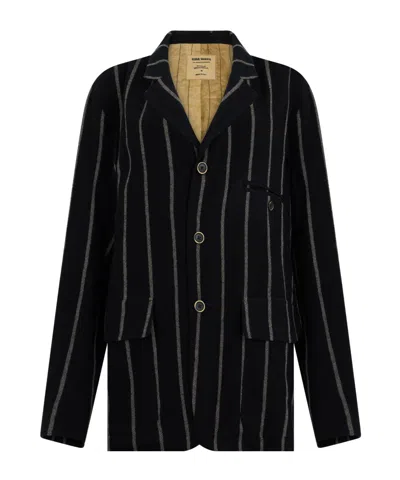Uma Wang Striped Blazer In Black