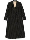 Uma Wang Striped Coat In Black