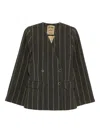 Uma Wang Striped Double-breasted Blazer In Black