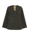 Uma Wang Striped Double-breasted Blazer In Black