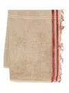 Uma Wang Striped Fringed-edge Scarf In Neutral