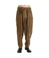 Uma Wang Striped Loose Trousers In Brown