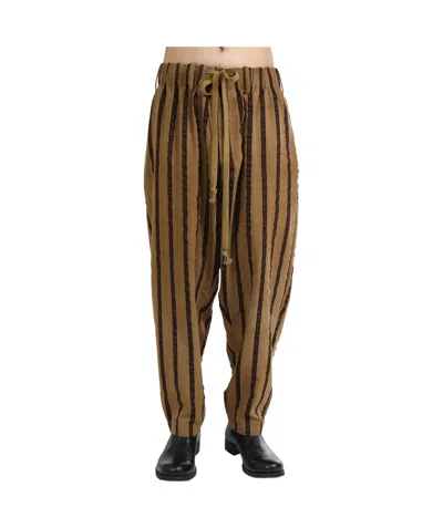 UMA WANG STRIPED LACE-UP CASUAL PANTS