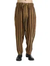 Uma Wang Striped Loose Trousers In Braun