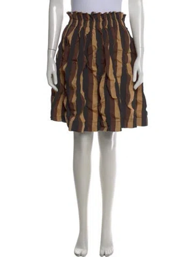 Pre-owned Uma Wang Striped Mini Skirt In Brown