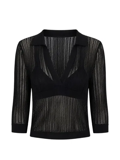 Uma Wang Striped Semi-sheer Top In Black
