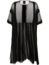 Uma Wang Striped Sheer Midi Dress In Black
