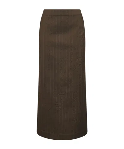 Uma Wang Striped Skirt In Brown