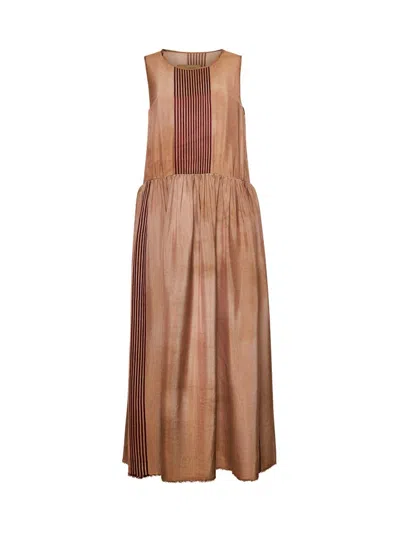 Uma Wang Ardal Dress Woman Tan And Red In Brown
